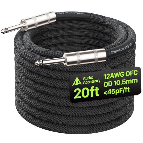 Image of AA AUDIO ACCESSORY 12 AWG 10.5mm 1 /4 inch TS Mono Speaker Cable 20ft Nylon Braided, Kevlar-Reinforced,Triple Shielded (2 OFC&Al-Foil), Noiseless Amp Head to Cabinet TS Cable, for Marshall Boss Orange EVH