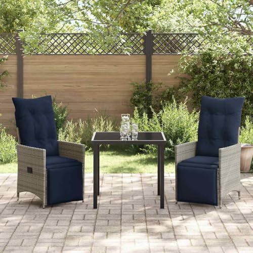 Ensemble jardin rotin PE gris table chaises verre
