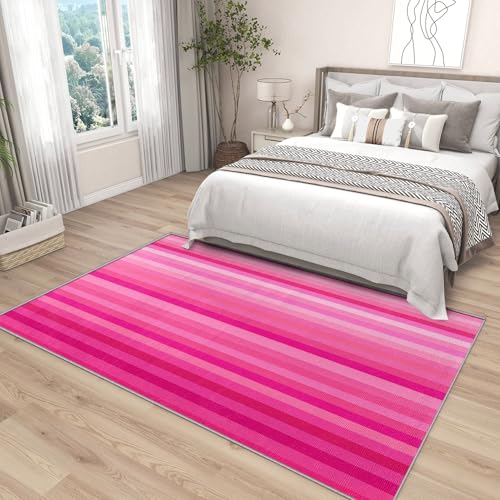 Tapete Hot Pink 2x3 Rayas Moderno Lavable Suave Antideslizante miniatura 5
