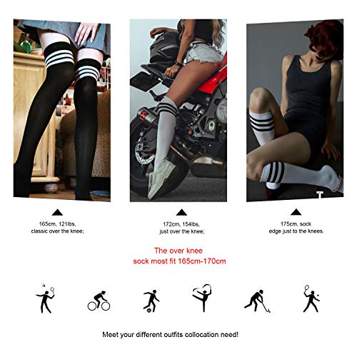 Dreshow 6 Pairs Thigh High Socks Striped Over Knee Thin Tights Long Stocking For Women Leg Warmer thumb #6