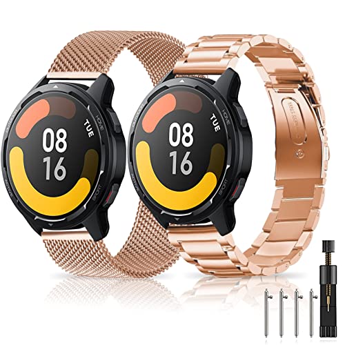 MiKoyi Correa Compatible con Xiaomi Watch S1/S1 Active/Mi Watch, 22mm Metal Pulsera de Repuesto de Acero Inoxidable Sólido...