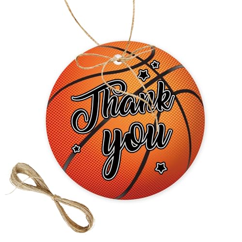 50pcs Basketball Thank You Tags with String for Parties