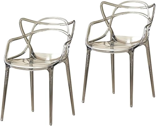 Miniatura 9 de MEHWSUR Juego de 2 sillas de comedor transparentes, sillas de plástico apilables, sillas de cocina modernas con asiento transparente, sillas Estilo-3