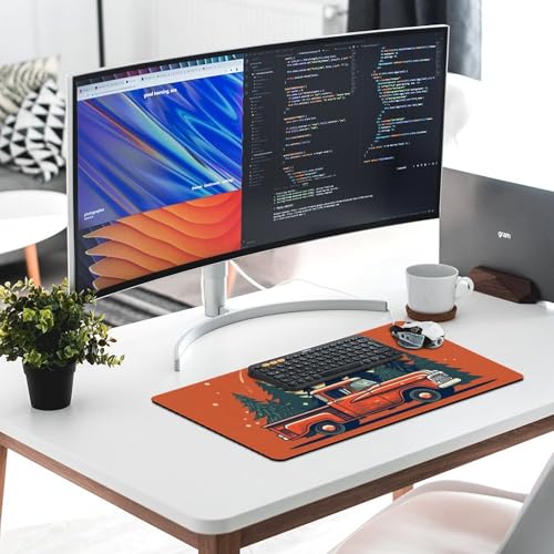 Tapis de souris grand format antidérapant pour setup gaming rouge