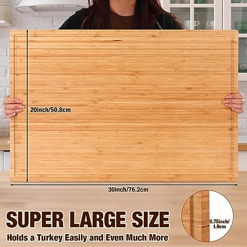 Tabla de cortar grande de bambú Sintuff 76.2x50.8x1.9 cm con asa y ranura miniatura 2