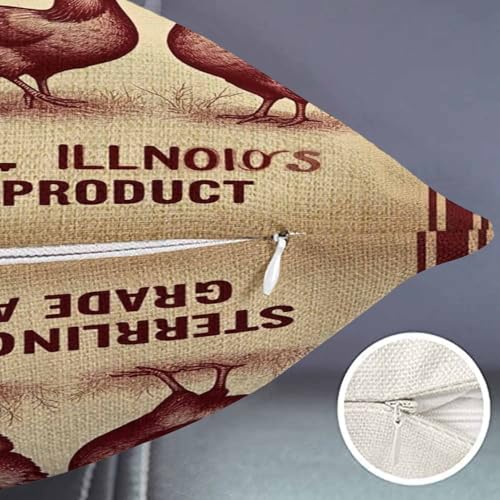 Image of Smooffly Vintage Like Chicken Feed Sack Burlap Pillow,Home Decor Throw Pillow Cover Waist Lumbar Cotton Linen Throw Pillow case Cushion Cover for Sofa Home Decorative Oblong 12x20 Inches