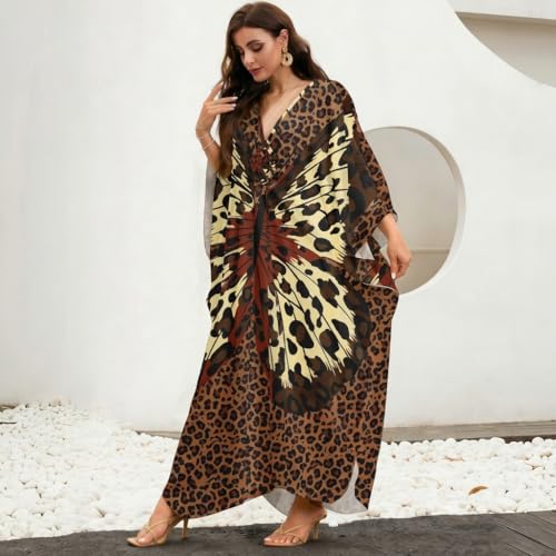 Image of MAKABO Kaftan Dresses for Women, V Neck Moo Moos Colorful Print Cover Ups Caftan Beach Dresses for Swimwear