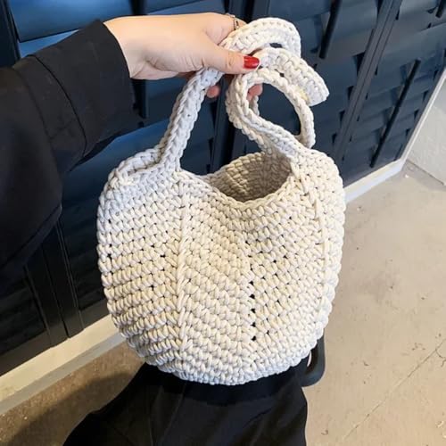 Retro Knitted Shopping Shoulder Bag for Women, Handmade Woven Tote Bag Girls Large Capacity Cotton Rope Handbags Summer Ladies Travel Beach Bags4
