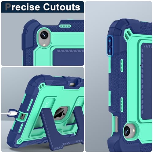 Protection iPad mini 7 2024 antichoc avec béquille intégrée et support stylet bleu - 6