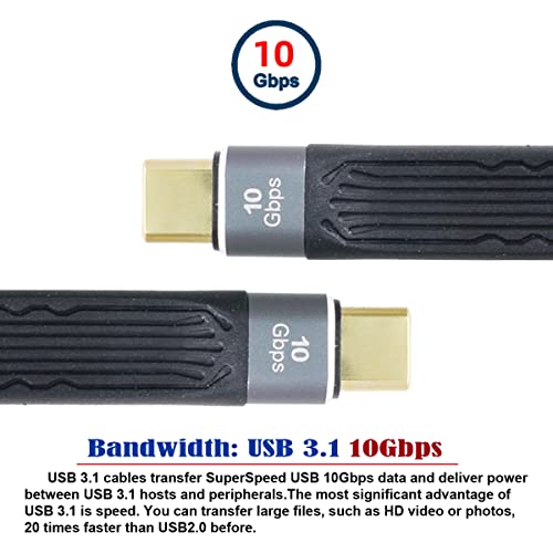 CY 10Gbps Type-C USB-C Male to Male USB 3.1 10Gbps Flat Slim FPC Data Cable 13cm Compatible with iPhone 15 Laptop Phone - Image 2