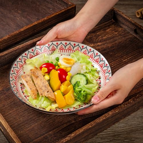 ZPPLD 9inch Dinner Plates,Ceramic Dinner Plates, Deep Plates Set for 6 People,Plate Set, Tableware for Dishwasher and Microwave, Pasta,Breakfast Plate, Classic Bohemian Style - Image 5