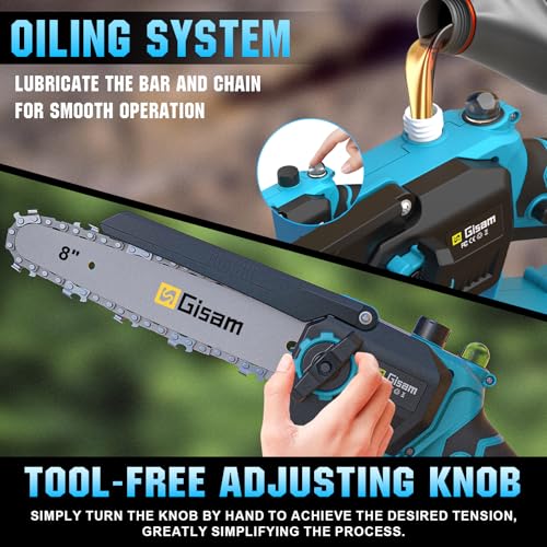 highsam 2-in-1 kettingzaag en hoogsnoeier accu voor Makita 18 V, met 2 x 4,0 Ah accu, verlengstang tot 4,2 m, borstelloze motor, elektrische snoeizaag voor boomtakken, houtzagen - Afbeelding 6