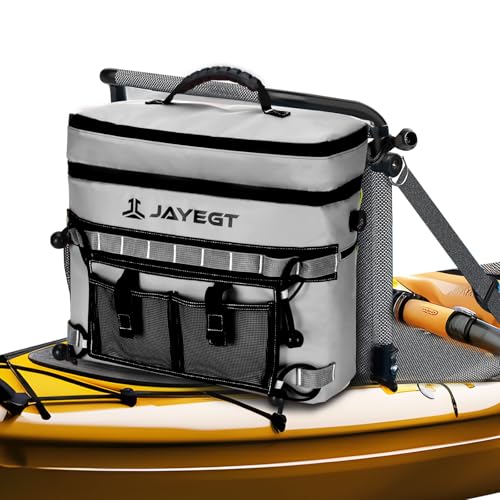 Kayak Cooler Behind Seat - Waterproof Cooler Bag Compatible with Lawn-Chair Seat Kayak，Kayak Accessories Camping Cooler, Portable Ice Chest for Fishing, Beach,Picnic, Trips (Silver, Double Layer Bag)