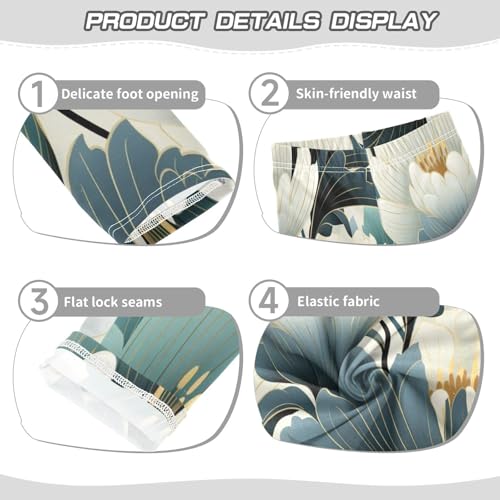 Bolaz Toddler Girls Leggings Printed Yoga Pants Leggings White Flower Bule Leaves for Kids3