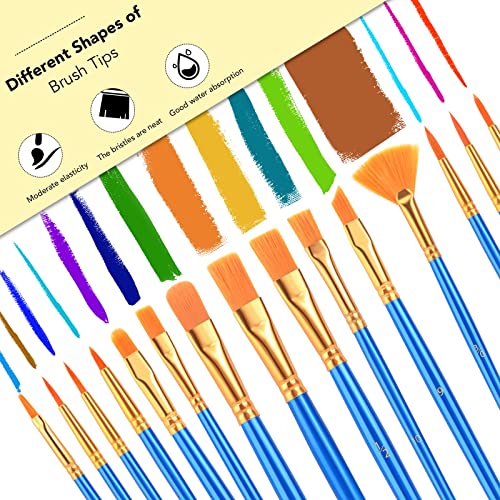 Image of AROIC Acrylic Paint Brush Set, 100 Packs / 1500Pcs Nylon Hair Paint Brushes | All Purpose Oil Watercolor Face Body Rock Painting Artist, Small Painting Brush Kits for Kids Adult Drawing