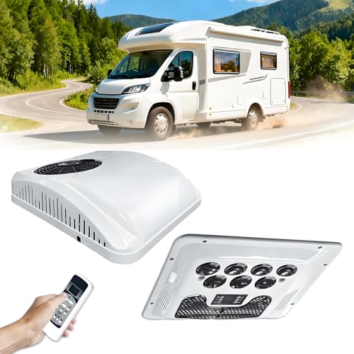 WTRYRN Aire Acondicionado de 12 V para Autocaravana, Ultrafino y de Perfil bajo - Enfriamiento rápido, sin conductos, fácil instalación, Apto para caravanas y remolques 24V