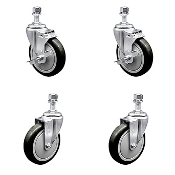 Polyurethane Swivel Threaded Stem Caster Set of 4 w/5