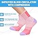 IRAMY Compression Ankle Support Crew Socks For Women Coolmax Moisture Wicking Plantar Fasciitis Relief Running Hiking Socks 3 Pairs,Purple+White/Blue+Grey/Black,X-Large Size