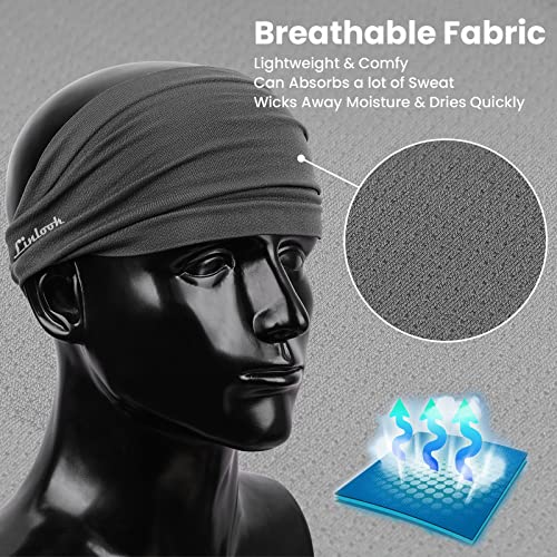 Headbands for Men and Women - Wide Moisture Wicking Hair Band for Sports,Fitness,Running,Hiking,Cycling,Yoga,Basketball - Image 3