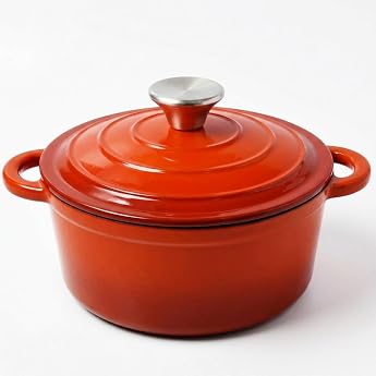 Cast Iron Pot 2 L / Diameter 20 cm Casserole with Lid Bread Baking Pot Casserole Dutch Oven, Suitable for Induction Cookers, 