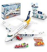 Demkia Large City Passenger Airplane Building Set with LED Light, 1089 PCS Toy Plane Building Blo...