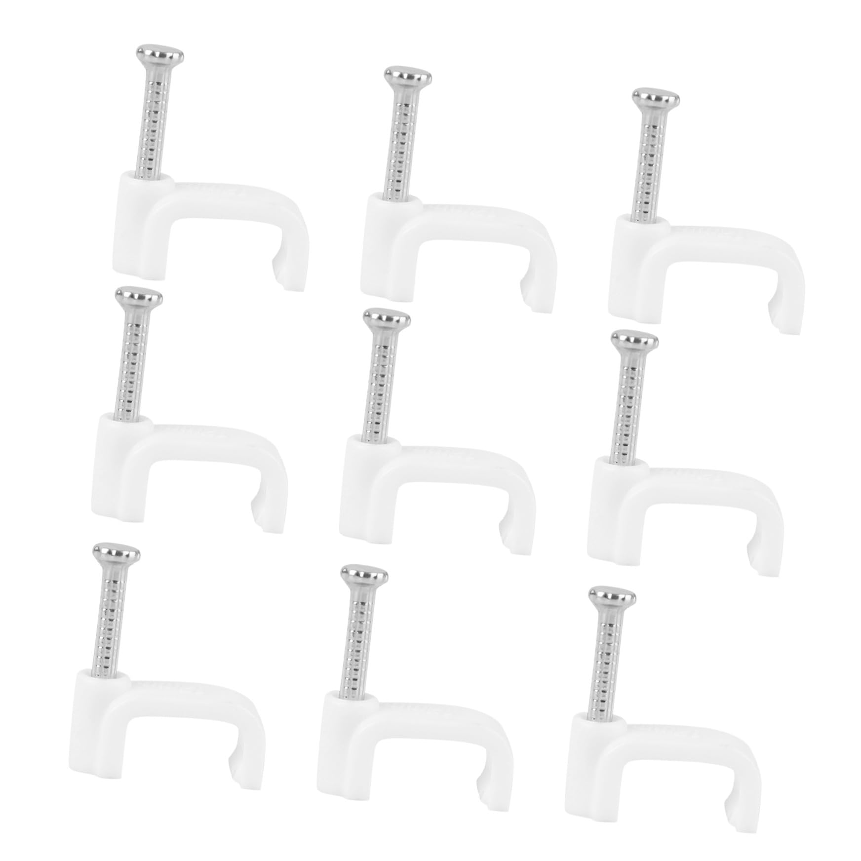 Clip Cavi Elettrici Quadrati 12mm Rinforzati, 5 Confezioni | Pe e Acciaio, Bianco, per Tv Wire e Cable, Ufficio e Casa, Resistente alla Corrosione, Facile da Installare