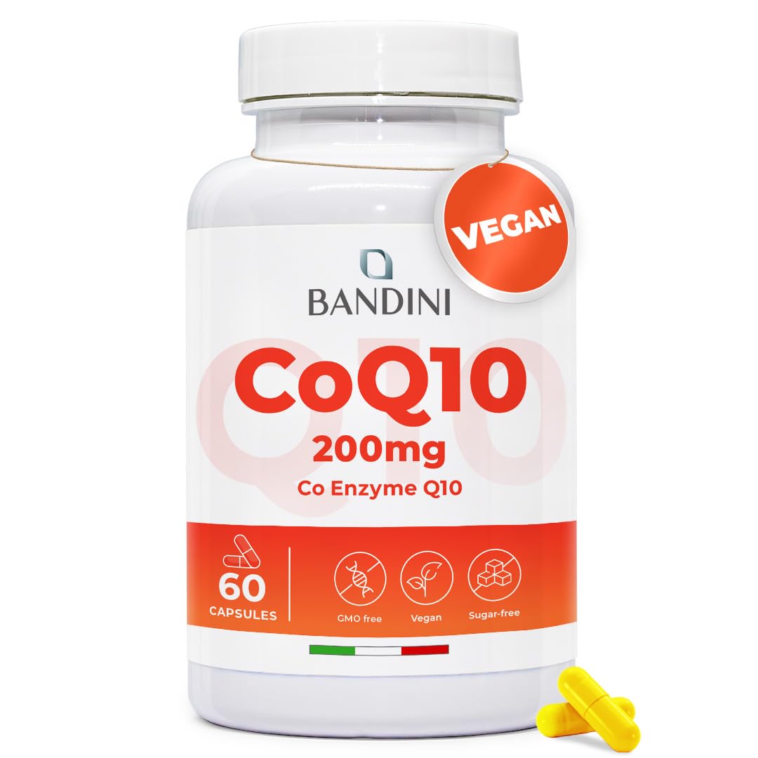 Bandini® CoQ10 200mg | 60 Vegan Capsules of High-Strength Co Enzyme Q10 (2-Month Supply) | Naturally Fermented & Lab Tested Ubiquinone Q 10 | High Absorption Coenzyme Coq 10 Supplement 100% Pure
