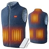 [LABEWVI] ボアフリースヒーターベスト 電熱ベスト USB給電 10,000ｍAhバッテリー付属 ３段階温度調整 最大７時間使用 洗濯可 通勤/釣り/キャンプ/アウトドアに最適