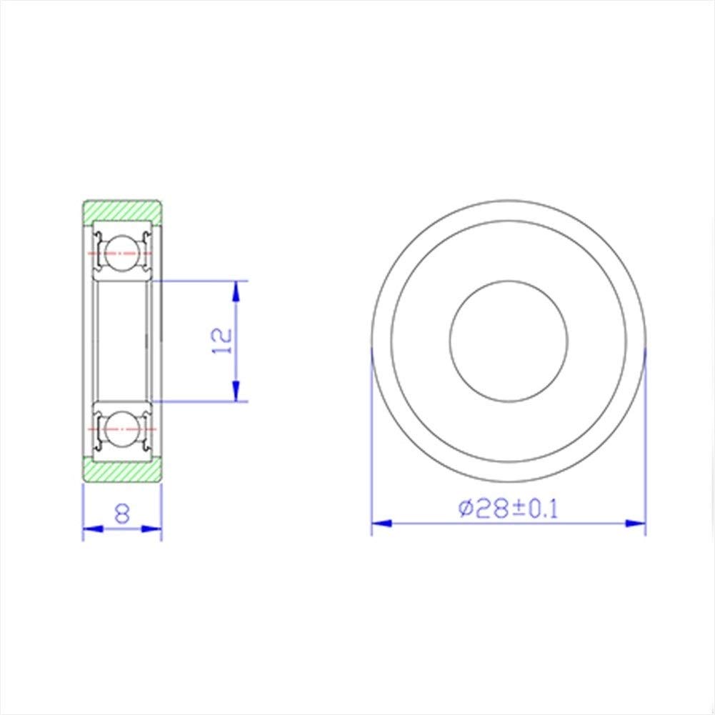 Productos de transmisión de Potencia PU 6901 Rodamiento Recubierto de Poliuretano 12x28x8 mm Eje 12 mm PU690128-8 Cubierta de uretano 2 Piezas Rodamientos Rodamientos de Bolas PU6901