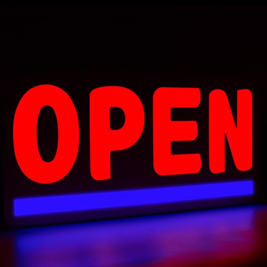 30 x 12 Inches OPEN RED LED Sign Board - Bright Single-Color Light Display - Eye-Catching Neon Look, Energy Efficient for Shops & Cafes - LED OPEN Sign for business Indoor & Outdoor Use