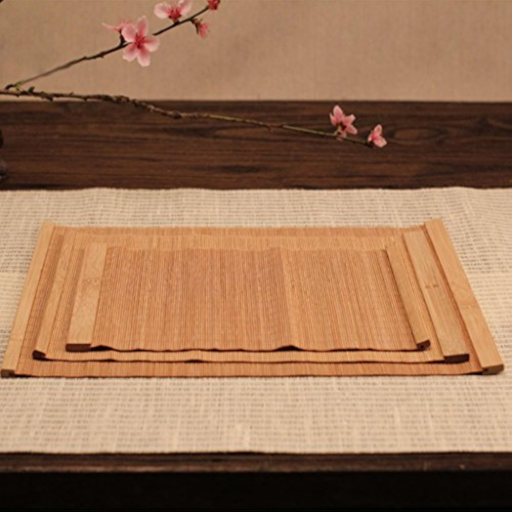 3 Pieces Bamboo Rectangle Placemats Table Mats Coasters