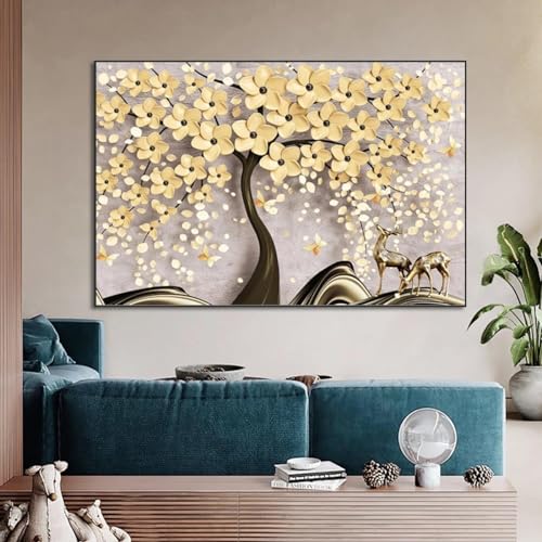 Affiches d'art murales arbre de vie peinture sur toile abstraite pour salon 30x40 cm BBOVOBB