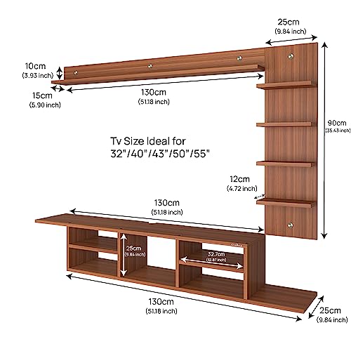 Image of Anikaa Charley Engineered Wood Wall Mount TV Unit /TV Stand /Wall Set Top Box Stand /TV Cabinet /TV Entertainment Unit (Walnut)(Ideal for Upto 55 inch)(D.I.Y)