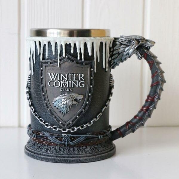 Image of 3D Mug Double Wall Stainless Steel Resin Coffee Beer Mugs Game of Thrones (Mug and Goblet Set Pack of 02)
