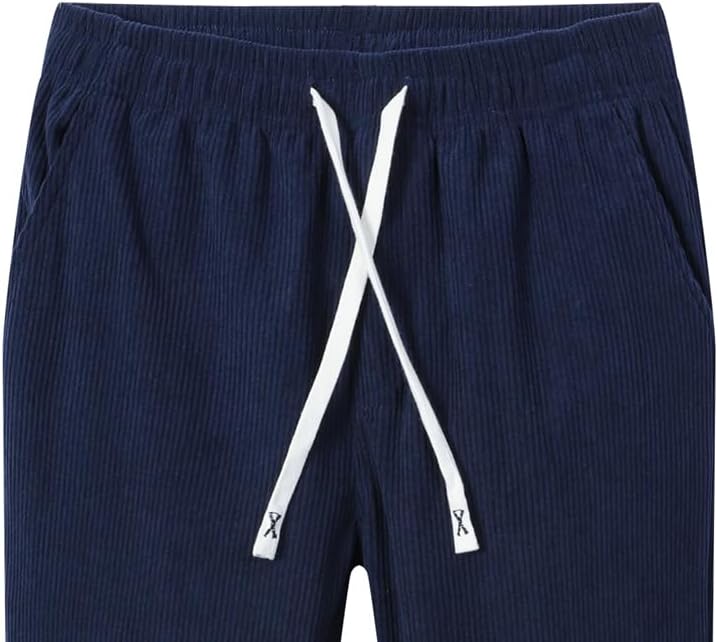 Boys Corduroy Pants Soft Sweatpants Elastic Waist Joggers Pants Casual Long Trousers - Image 4