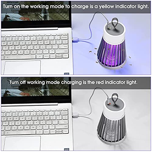 Ellassay Electric Bug Zapper For Indoor & Outdoor - Rechargeable Mosquito And Fly Killer Portable Usb Led Purple Light Trap Have Security Grid Home, Bedroom, Backyard Camping Using, Grey #TOP5