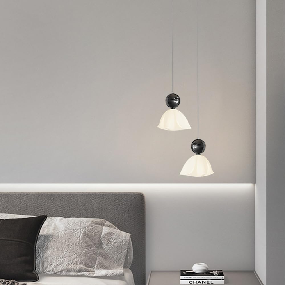 Lámpara Colgante de Techo de Metal y acrílico con luz LED, luz Moderna de Isla de Cocina con Forma de Flor para Sala de Estar, Comedor, cafetería, Bar, Restaurante, Ventosa con Acabado en CRO