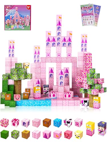 orientfire 100PCS Princess Castle Magnetic Blocks for Girls STEM Sensory Building Toys 3D Magnetic Construction Set for Kids Ages 3-8 Birthday