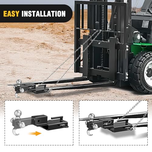 Image of Nilight Forklift Trailer Hitch Attachment Fits 2 Inch Receiver Clamp on Pallet Fork Trailer Towing Adapter with Safety Chain & 5 /8 inch Hitch Pin Clip Black