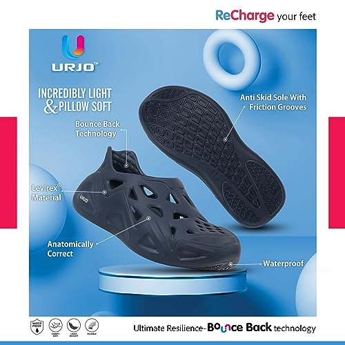 Image of URJO EZY Men's Clogs /Sandals with Adjustable Back Strap Ultra Soft & Flexibility Anti Skid Comfortable Waterproof Daily Mules Clogs /Sandals for Men
