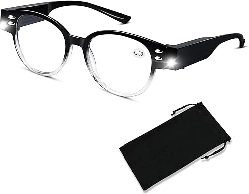 Miniatura 1 de Gafas de lectura con luces LED brillantes para lectura con lupa para leer a la moda, lentes de bloqueo de luz azul, lupa para lector nocturno,