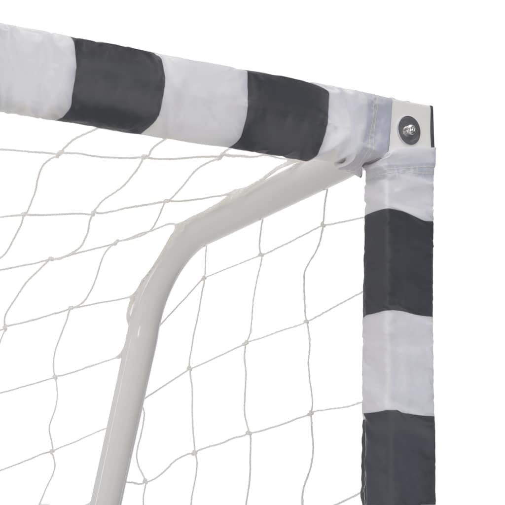 Porta da calcio in metallo, 300 x 160 cm, colore nero e bianco, con rete in polietilene, resistente alle intemperie, robusta spina per bambini, ragazzi e adulti, per interni ed esterni