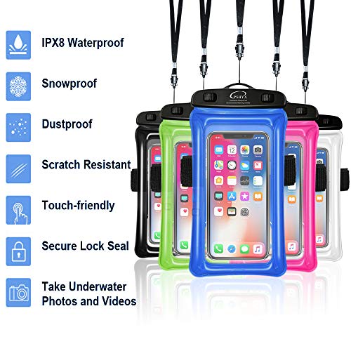 Pshyx Universal 100 Feet Waterproof Phone Pouch Floating Case With Arm Band For Iphone 13 12 11 Pro Max Xs Xr X 8 7 6S Plus Samsung Google Lg Phone Up To 7 Inch (Pack Of 2) (Blue+Green) #TOP5