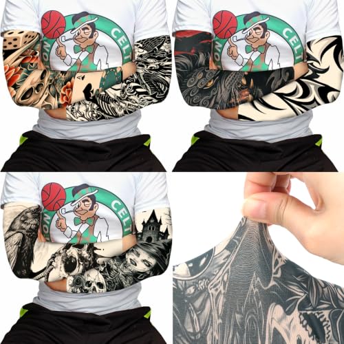 Image of YARIEW Temporary Tattoo Sleeves for Men Arm Sleeves for Men | Tattoo Sleeve Women Arts Fake Sleeve Tattoos Sun Protection Cooling Covers for Arms Women Halloween Pattern 16