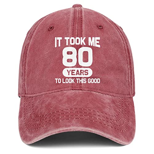 Image of 80th Birthday Gifts 80 Year Old Gifts Ideas for Men Women It Took Me 80 Years to Look This Good Hat Washed Cotton Hat