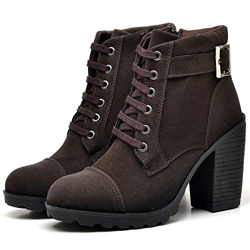 Bota Tratorada Feminina Salto Alto DUBUY R03DB Tamanho:34;cor:Marrom;gênero:Feminino