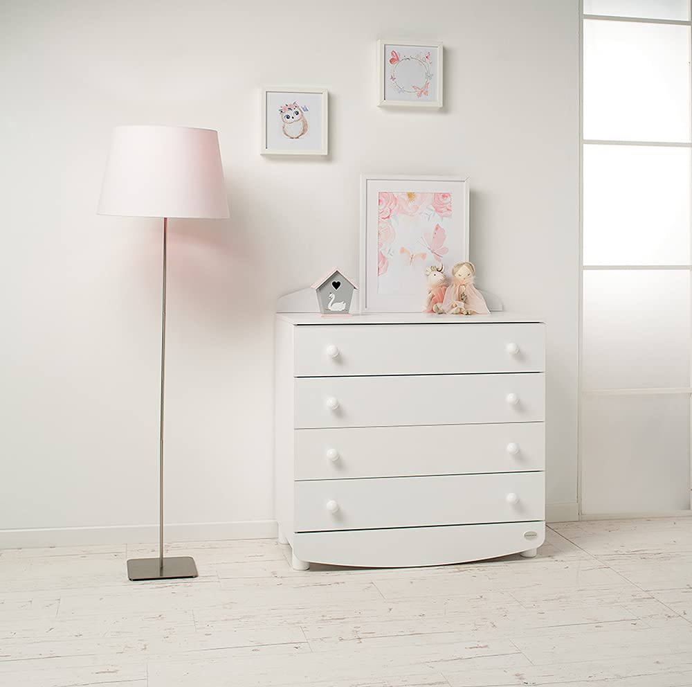 Foppapedretti Cassettiera Patty, Legno, Made in Italy, Primo piano superiore utilizzabile come Fasciatoio (venduto separatamente), 91x50x100 cm, Bianco