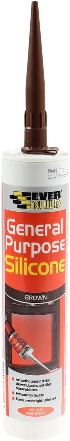 Everbuild General Purpose Silicone Sealant – Waterproof – Suitable for Interior and Exterior Use – Brown – 280ml