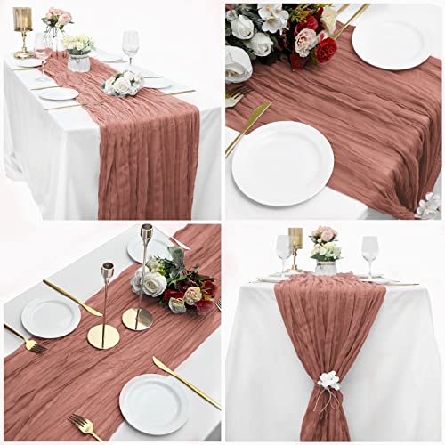 15 Pack Cheesecloth Table Runner 10Ft Gauze Cheese Cloth 35X120 Inch Boho Table Runner Holiday Table Runner Table Cover For Wedding Birthday Party Bridal Shower Reception Table Décor (Dusty Blush) #TOP1