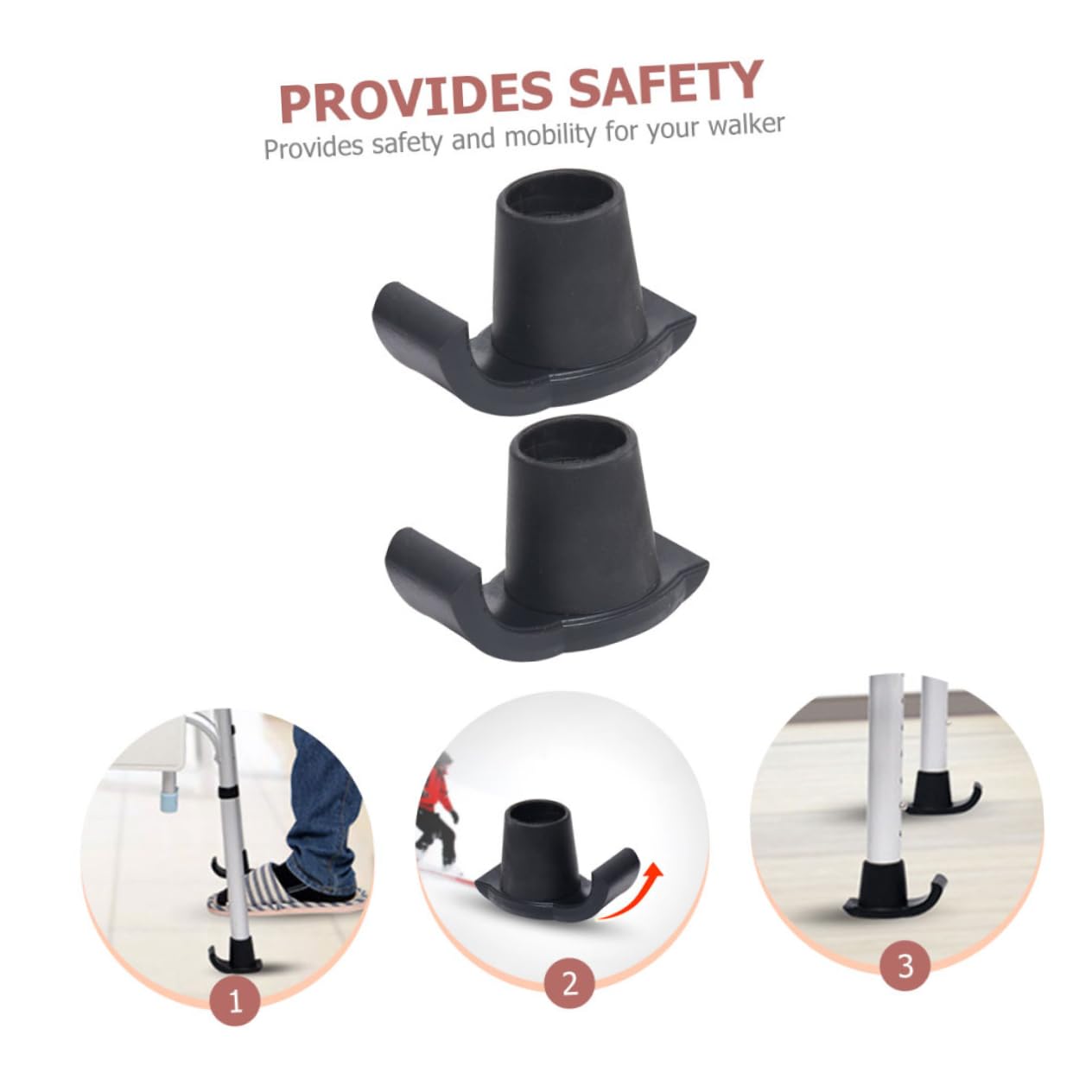 NOLITOY 4sets Crutch Pads Walker Skis Glides Walker Feet Glides Sliders for Walker Practical Walker Ski Walker Sliders or Gliders Non-Slip Walker Gliders Walker Glide Tips Black 6pcs*4